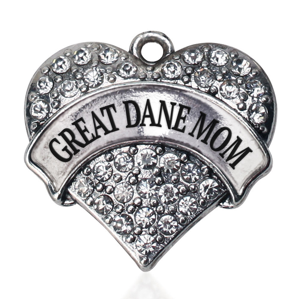 Great Dane Mom Pave Heart Charm