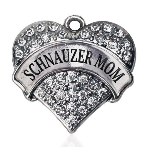 Schnauzer Mom Pave Heart Charm