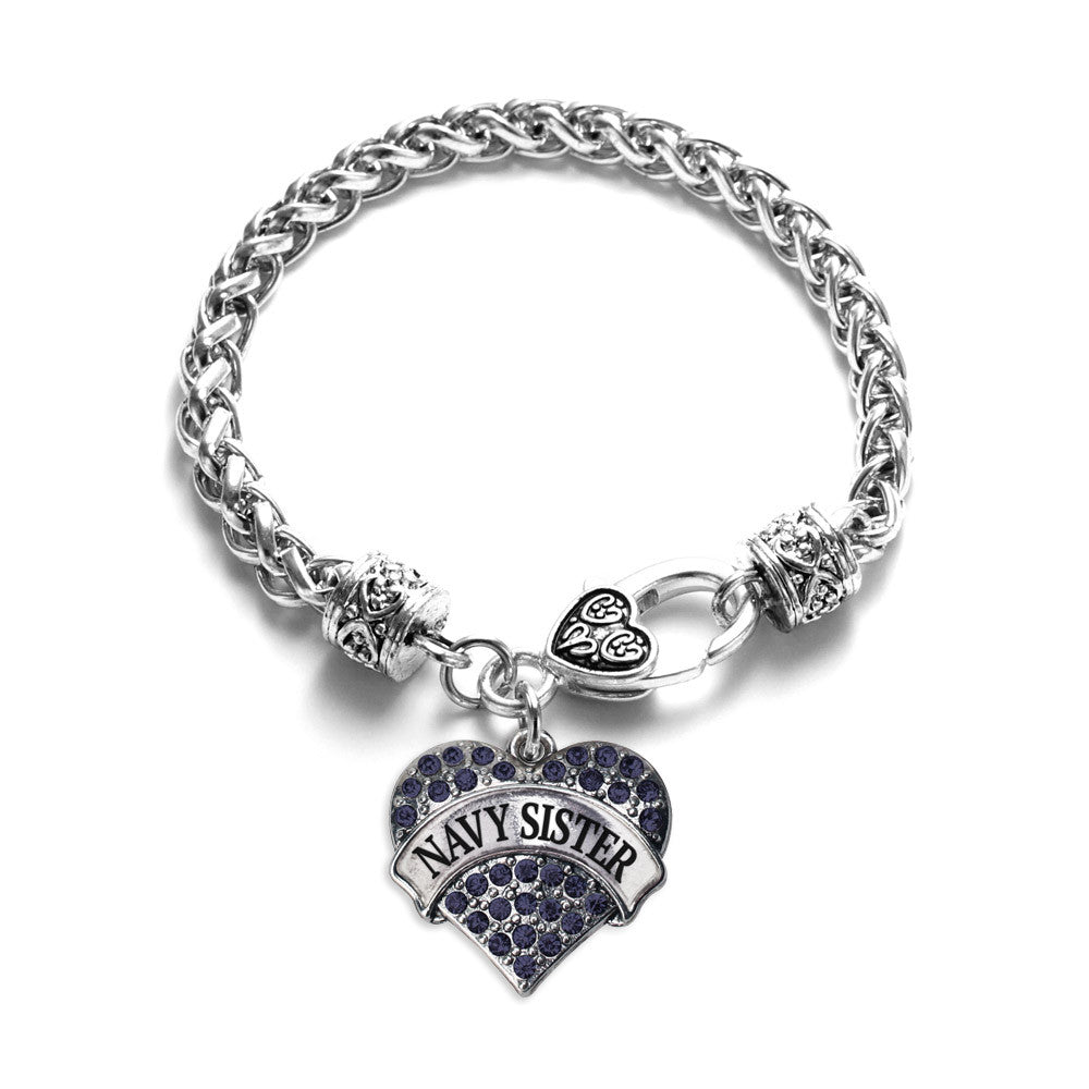 Navy Sister Pave Heart Charm