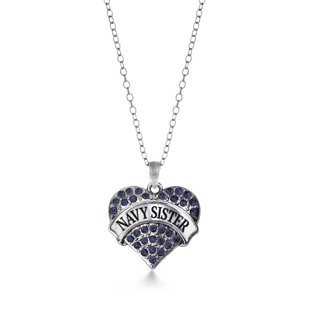 Navy Sister Pave Heart Charm