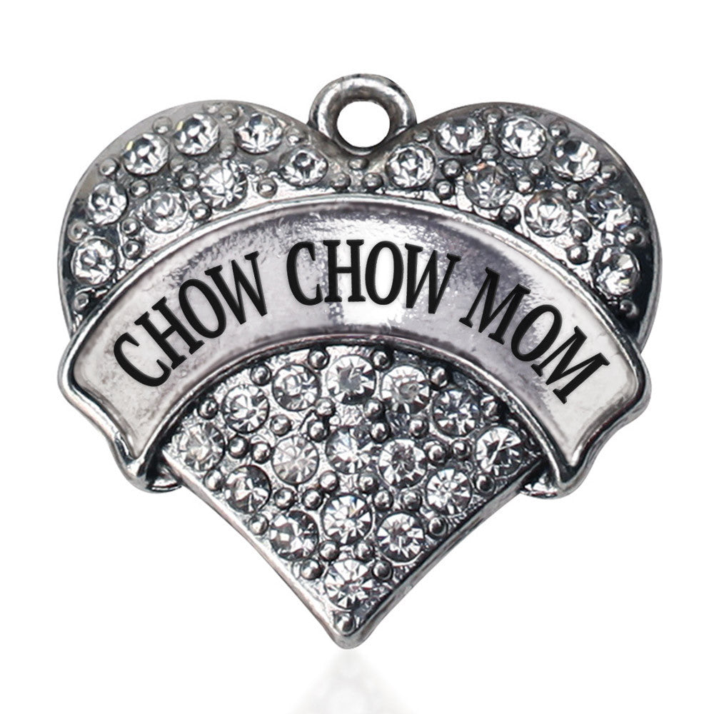 Chow Chow Mom Pave Heart Charm