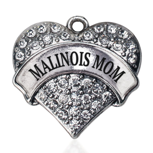 Malinois Mom Pave Heart Charm