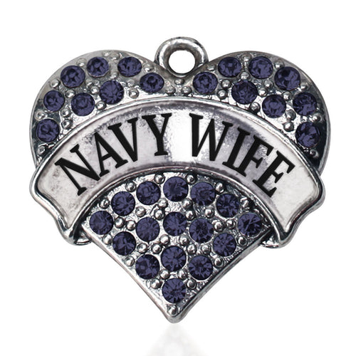 Navy Wife Pave Heart Charm