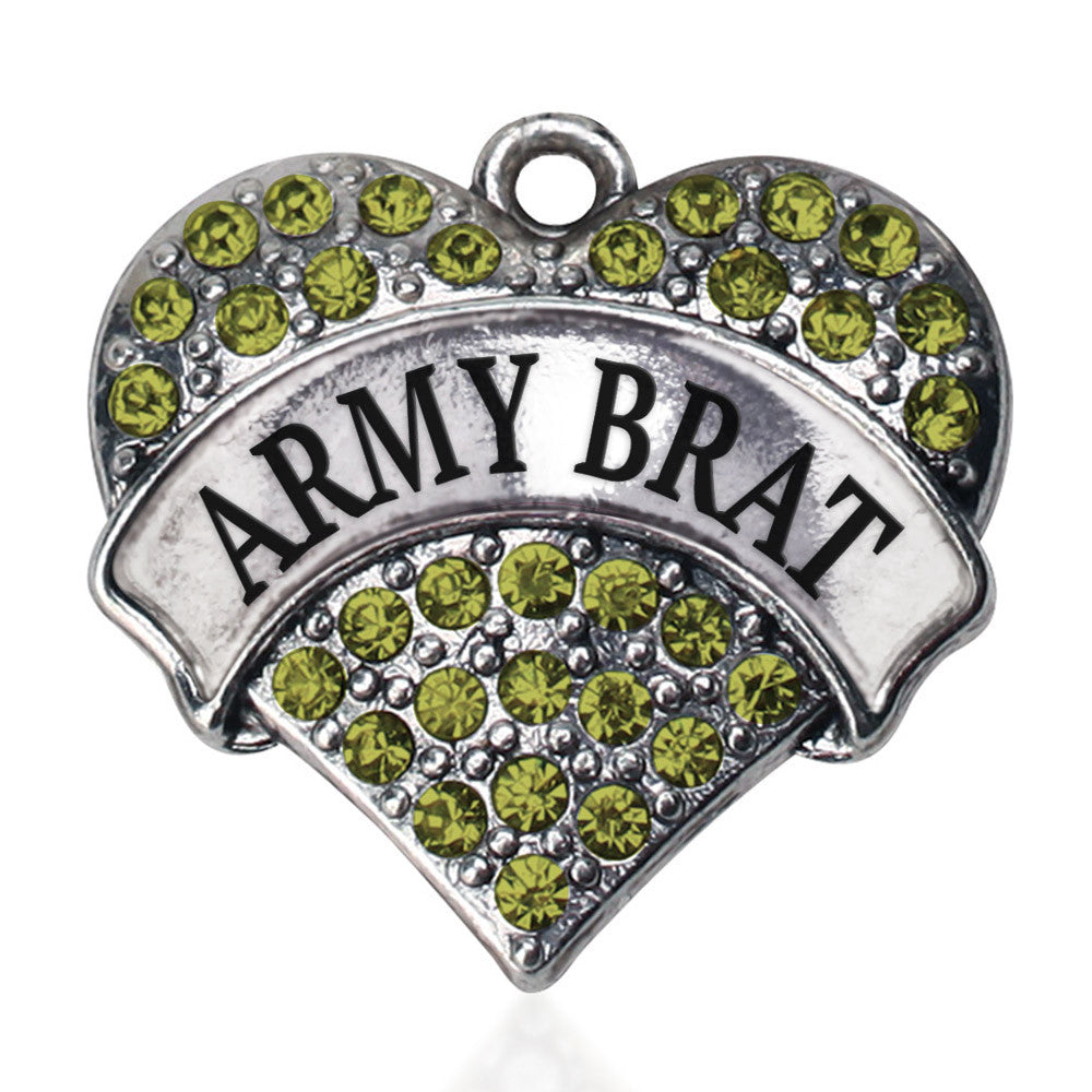 Army Brat Pave Heart Charm