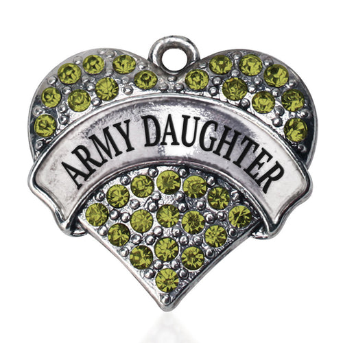 Army Daughter Pave Heart Charm