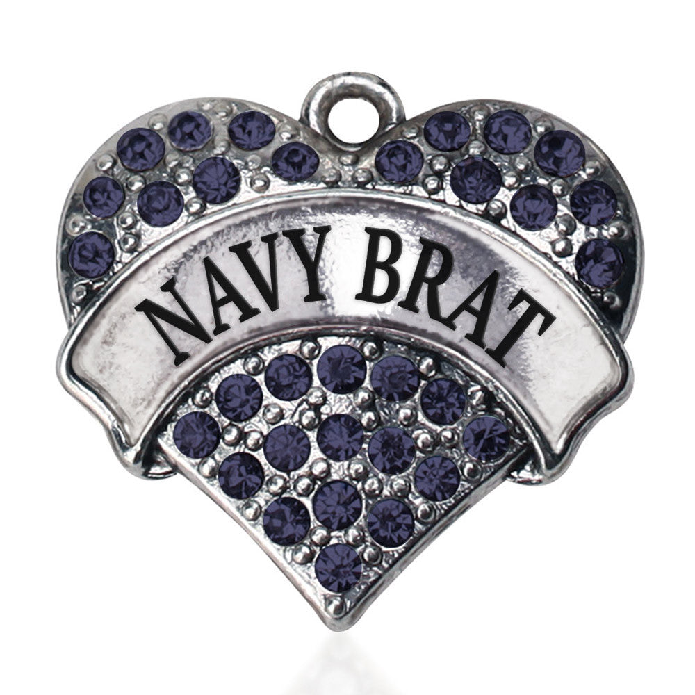 Navy Brat Pave Heart Charm