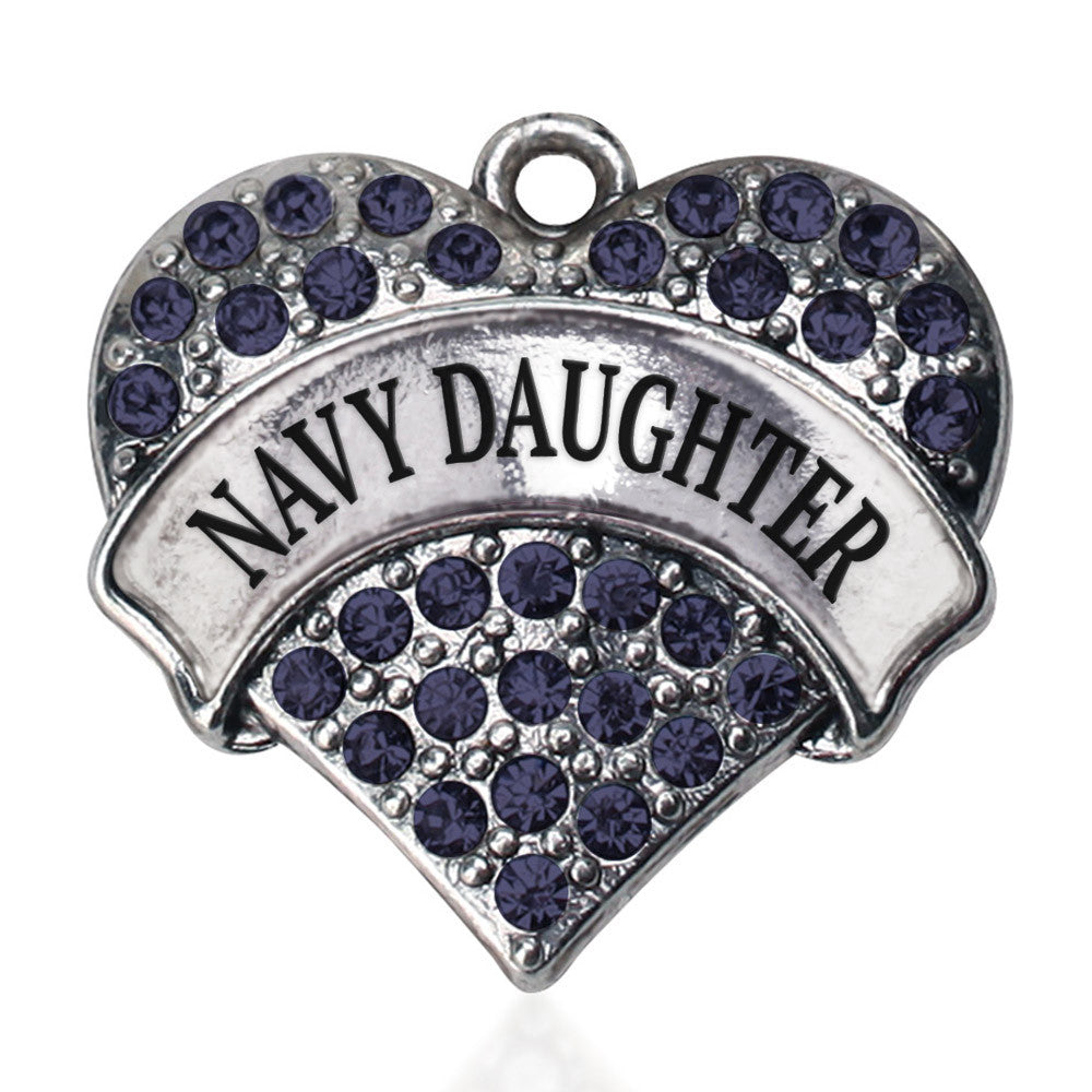 Navy Daughter Pave Heart Charm
