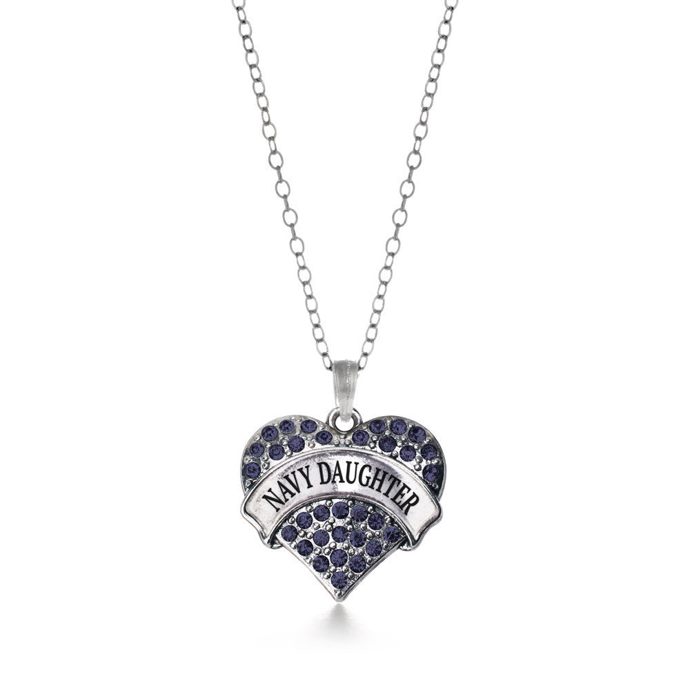 Navy Daughter Pave Heart Charm