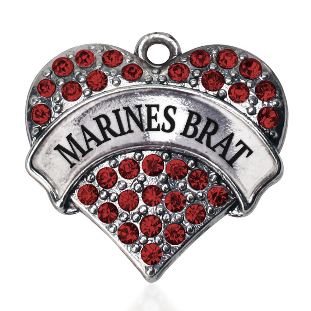 Marines Brat Pave Heart Charm