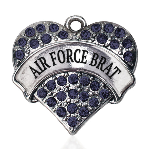 Air Force Brat Pave Heart Charm