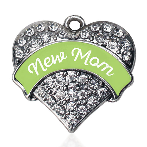 New Mom - Green Pave Heart Charm