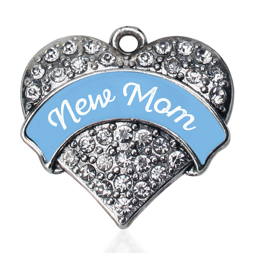 New Mom - Blue Pave Heart Charm
