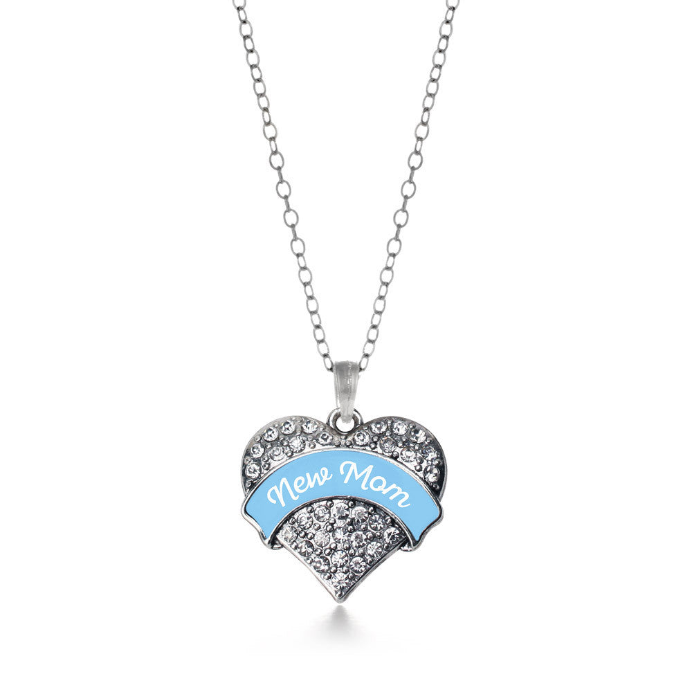 New Mom - Blue Pave Heart Charm