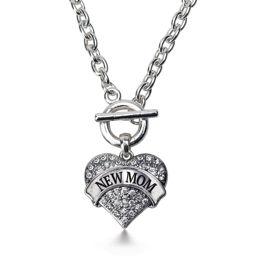New Mom Pave Heart Charm