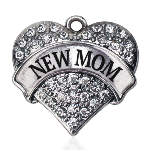 New Mom Pave Heart Charm