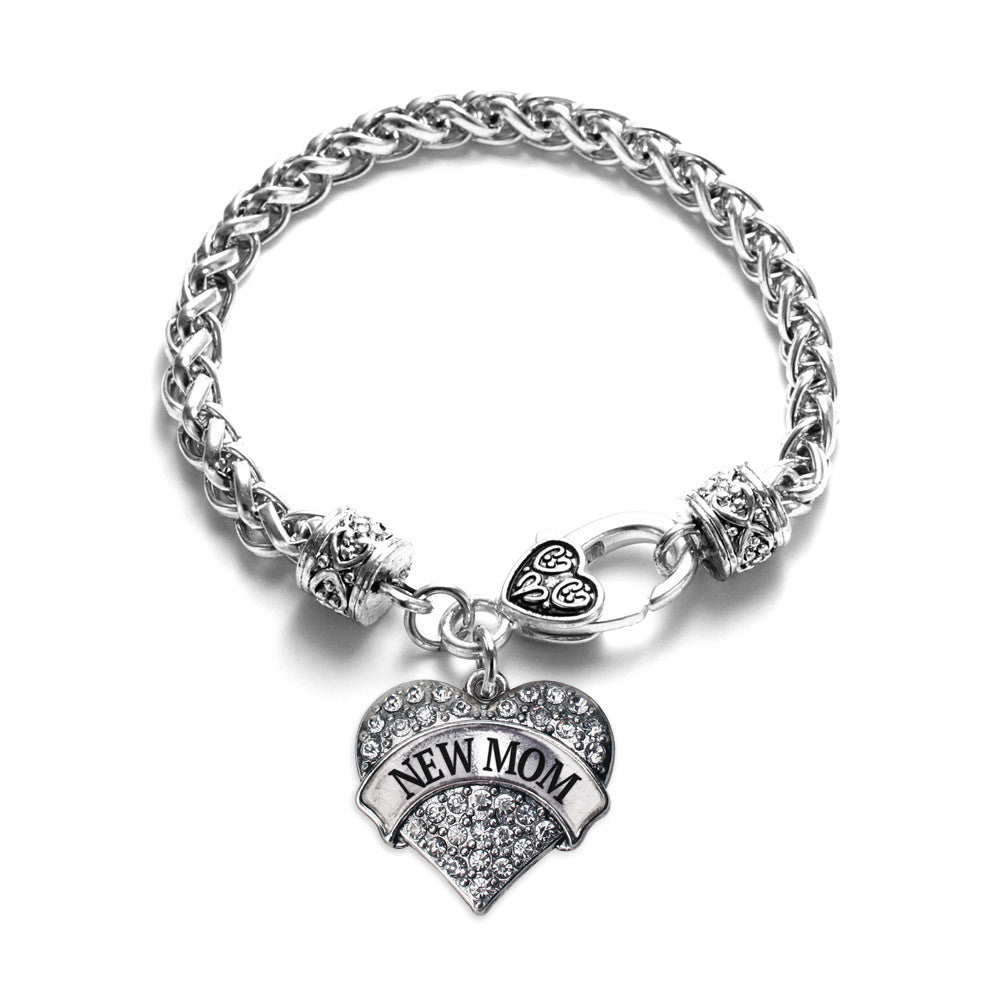 New Mom Pave Heart Charm