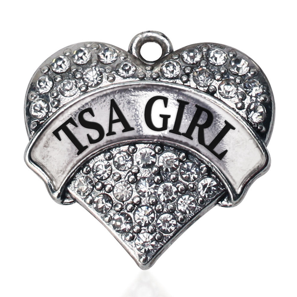 TSA Girl Pave Heart Charm
