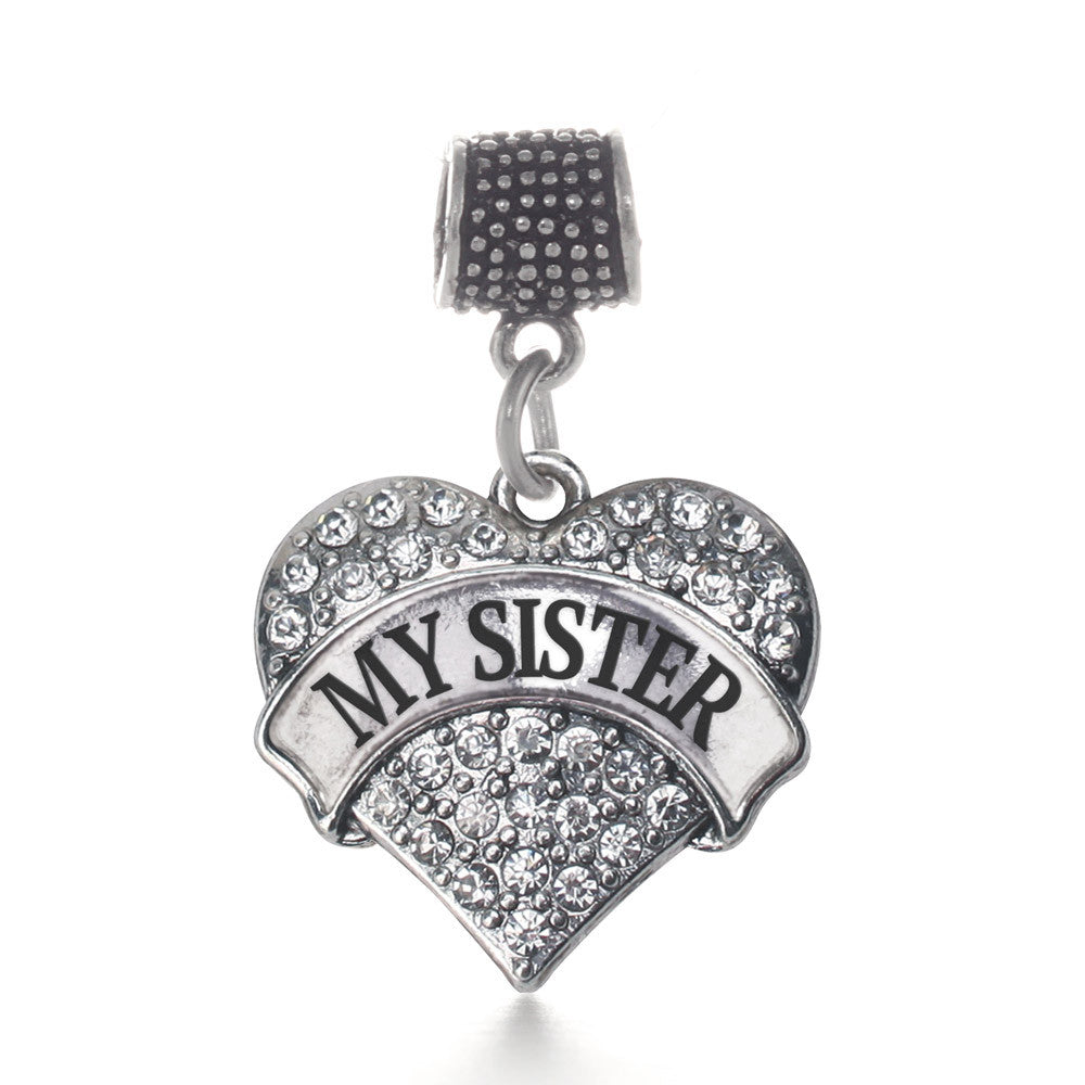 My Sister Pave Heart Charm