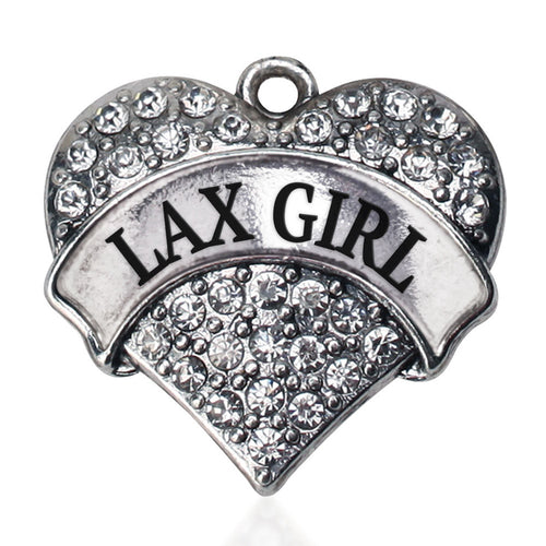 Lax Girl - Lacrosse Girl Pave Heart Charm