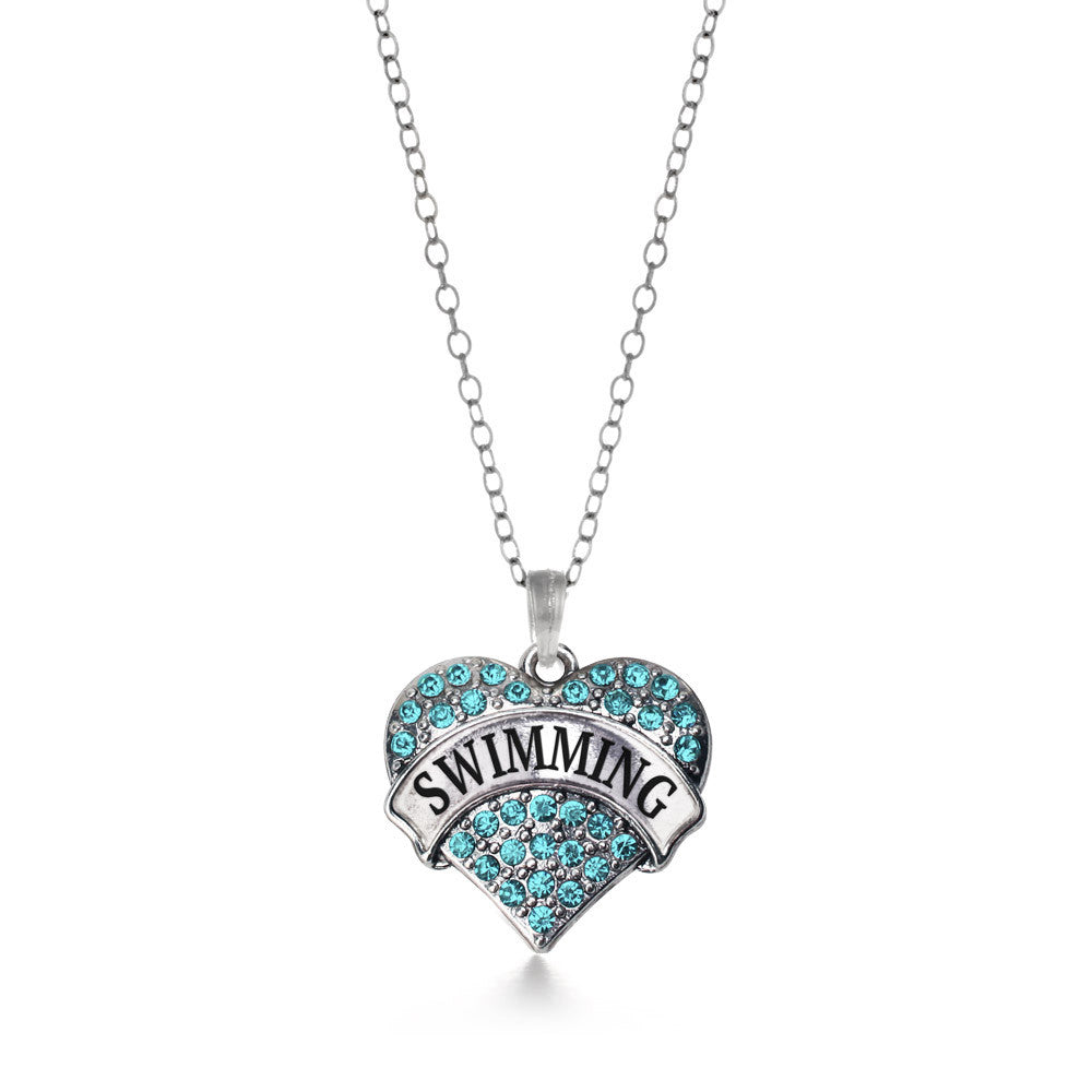 Swimming Pave Heart Charm