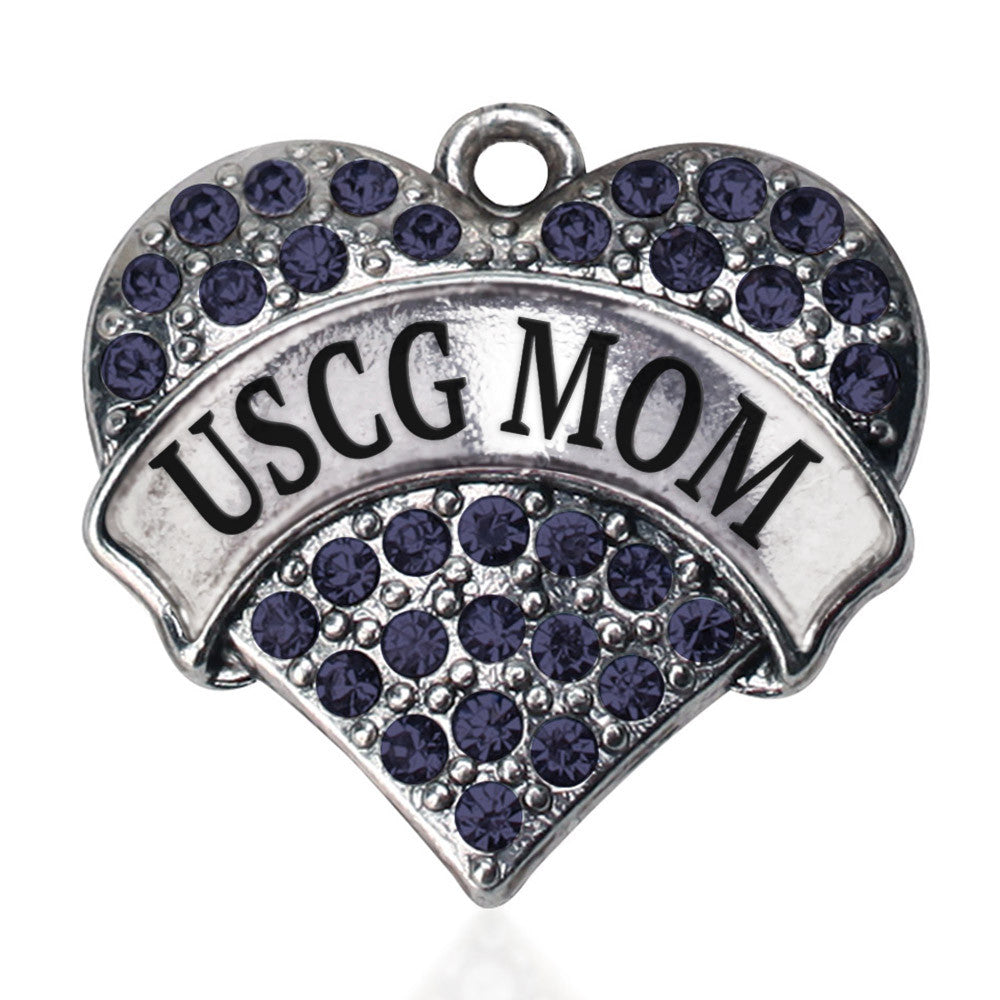 USCG Mom Pave Heart Charm