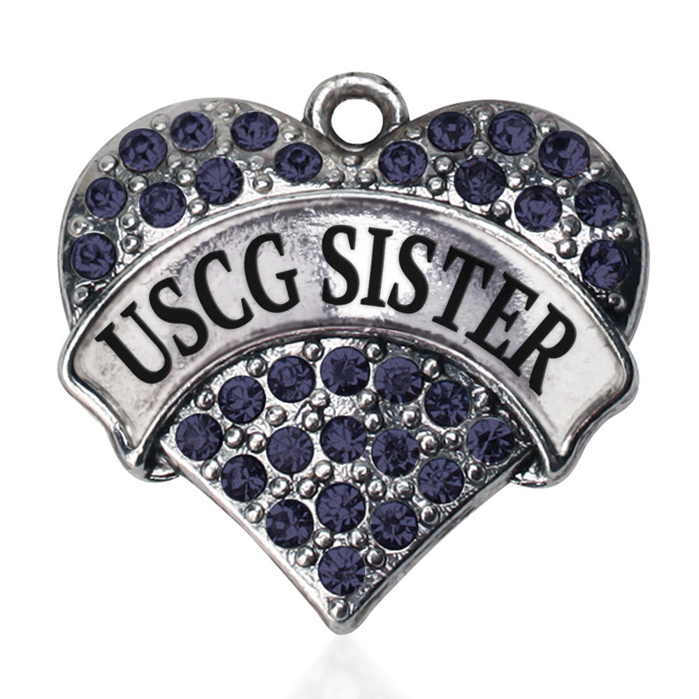 USCG Sister Pave Heart Charm