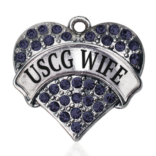 USCG Wife Pave Heart Charm