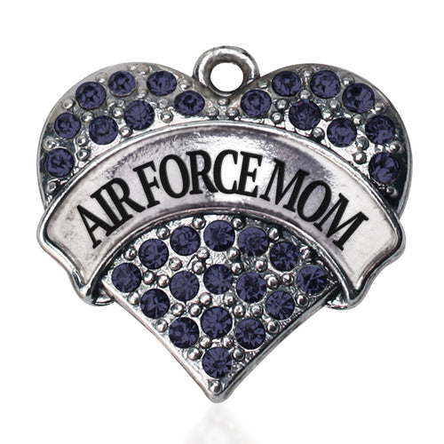 Air Force Mom Pave Heart Charm