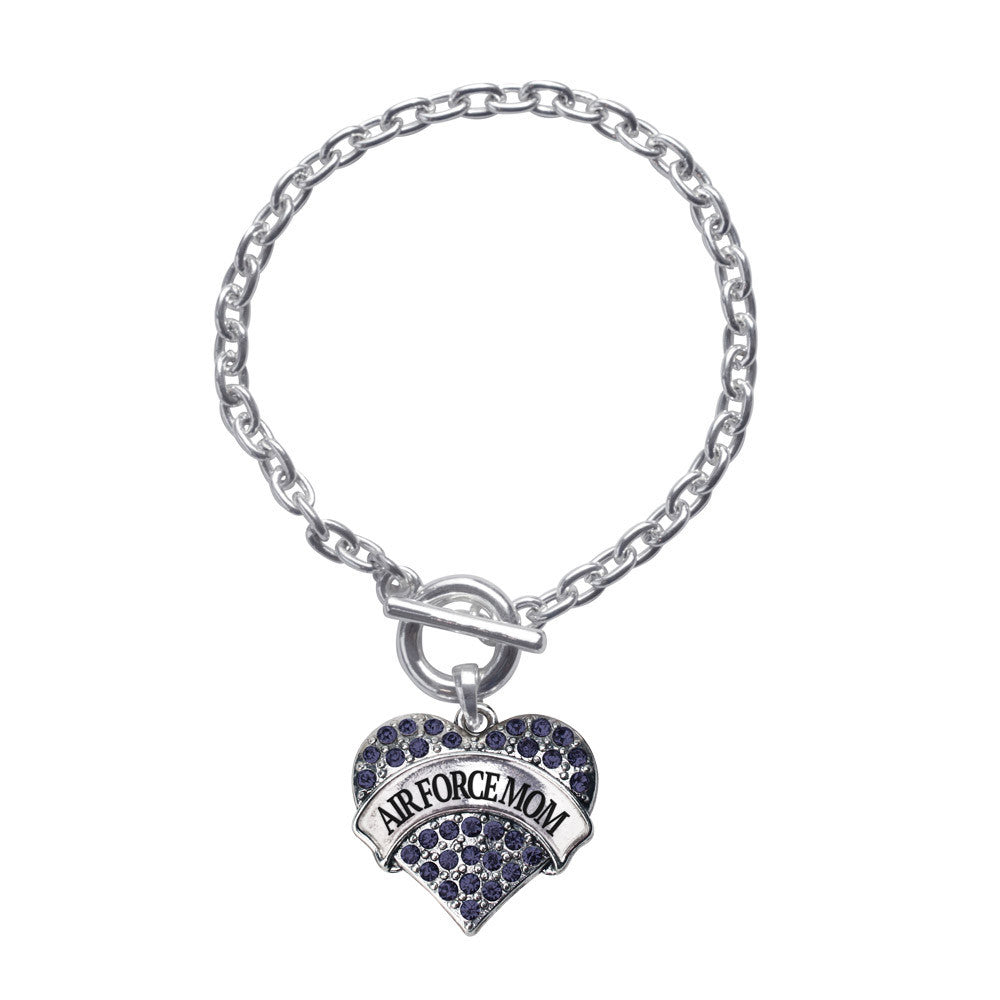 Air Force Mom Pave Heart Charm