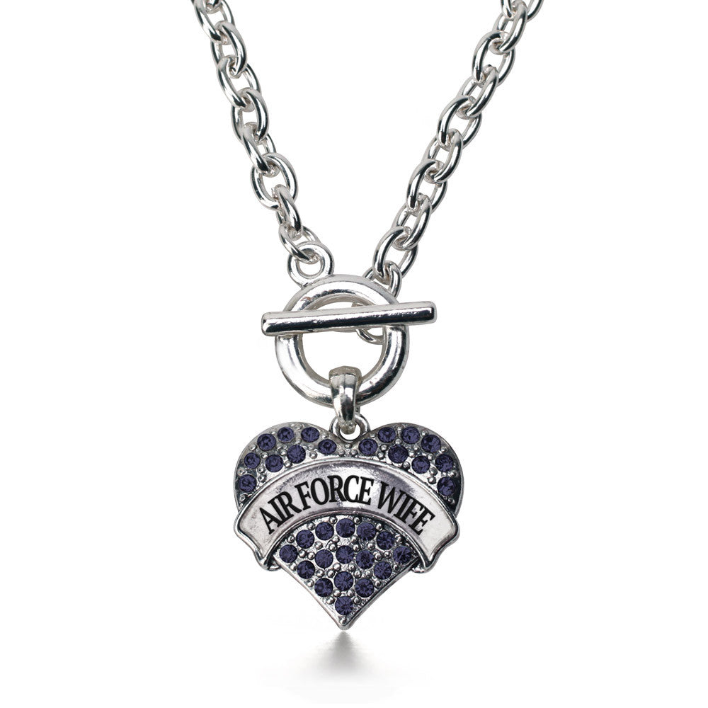 Air Force Wife Pave Heart Charm
