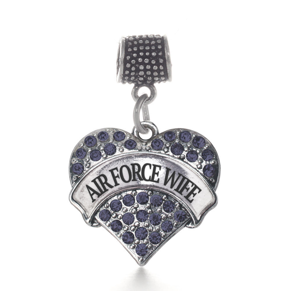 Air Force Wife Pave Heart Charm