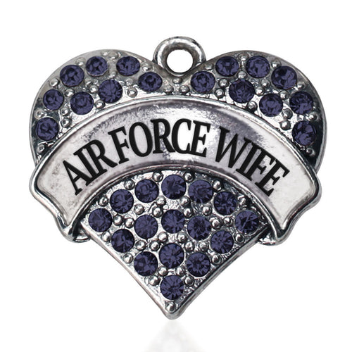 Air Force Wife Pave Heart Charm