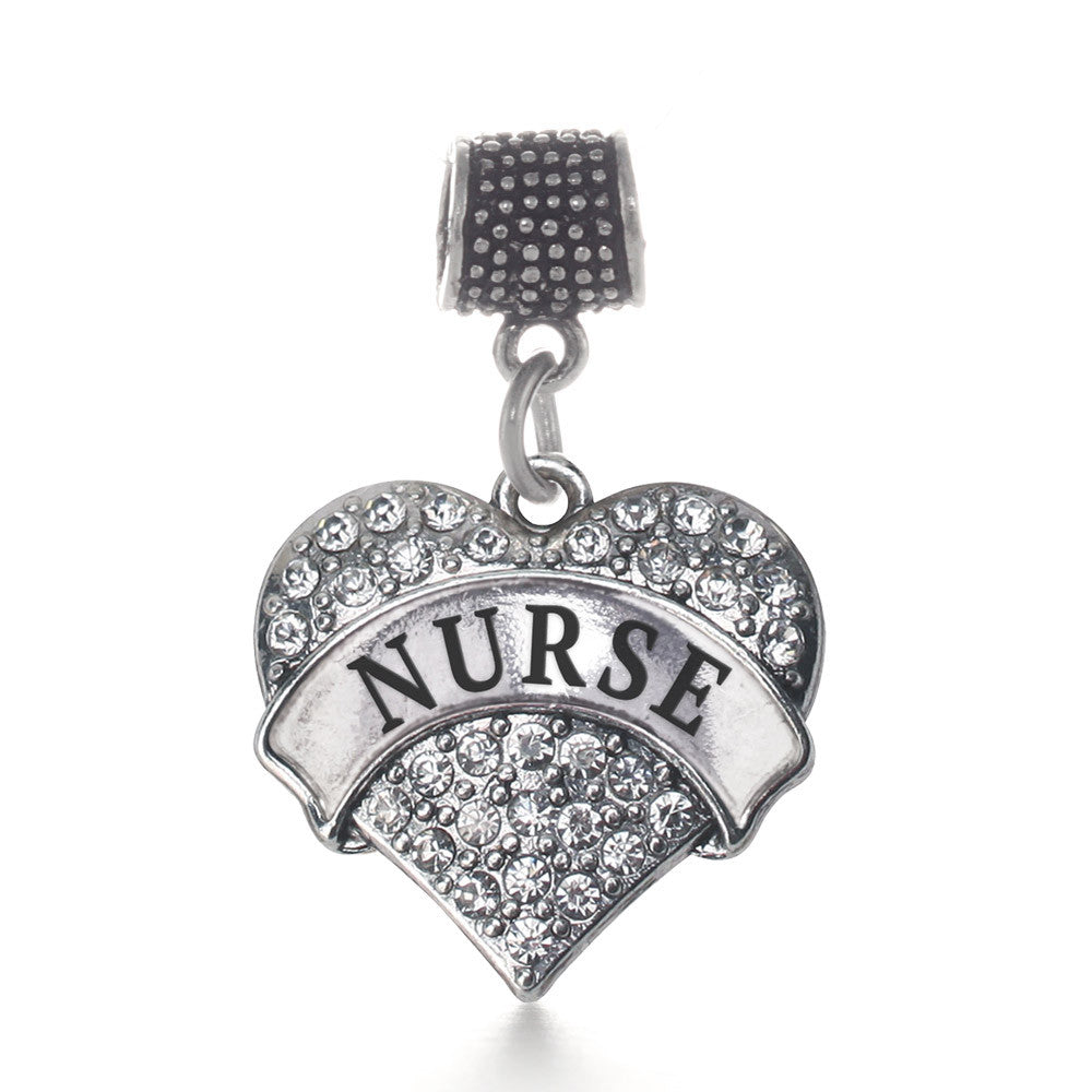 Crystal Nurse  Pave Heart Charm