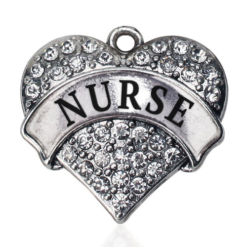 Crystal Nurse  Pave Heart Charm