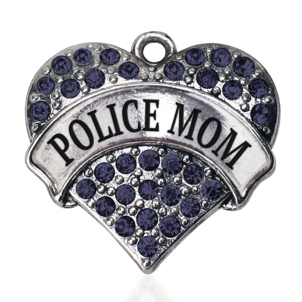 Police Mom Pave Heart Charm