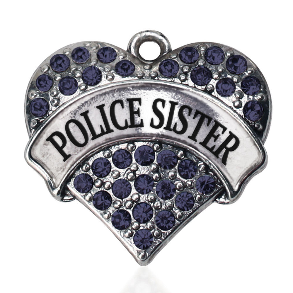 Police Sister Pave Heart Charm