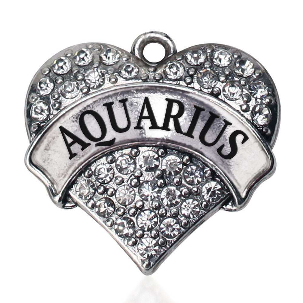 Aquarius Zodiac Pave Heart Charm