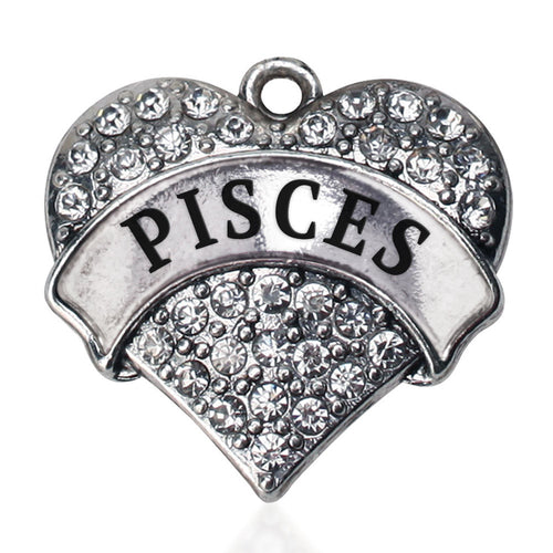 Pisces Zodiac Pave Heart Charm