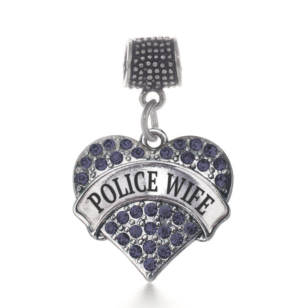 Police Wife Pave Heart Charm
