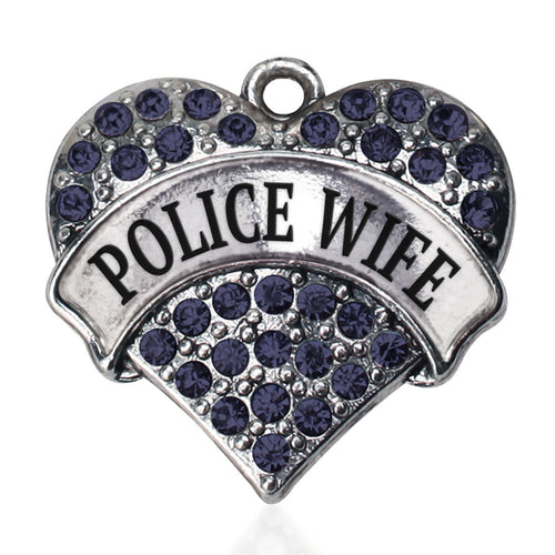 Police Wife Pave Heart Charm