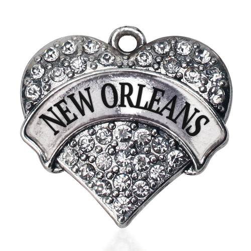New Orleans Pave Heart Charm