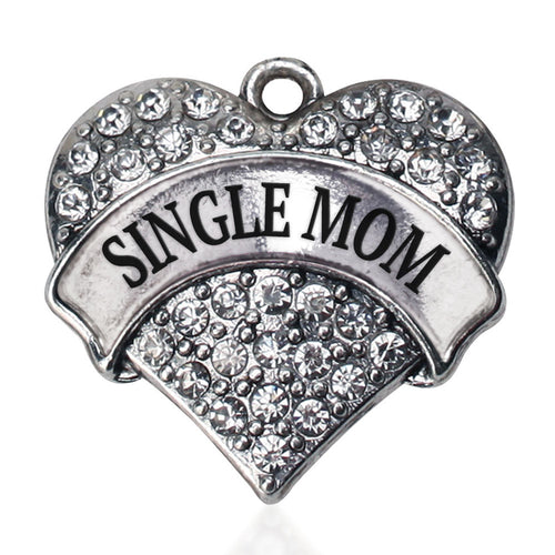 Single Mom Pave Heart Charm