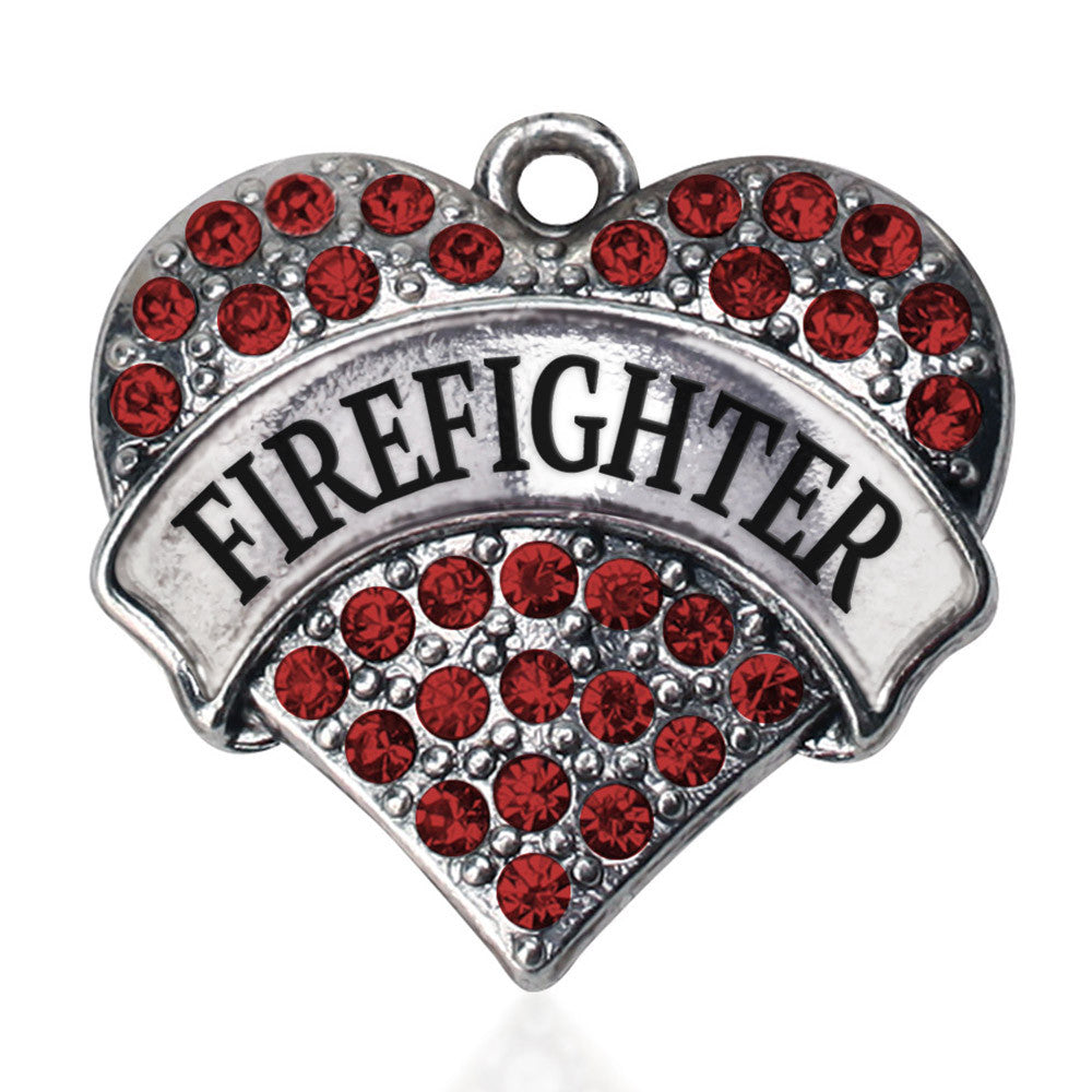 Firefighter Pave Heart Charm