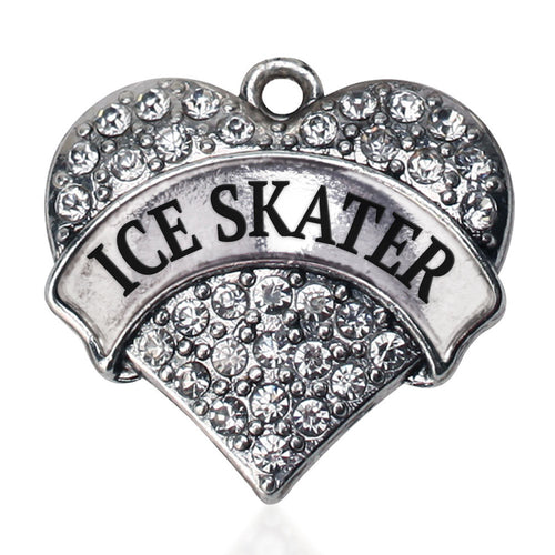 Ice Skater Pave Heart Charm
