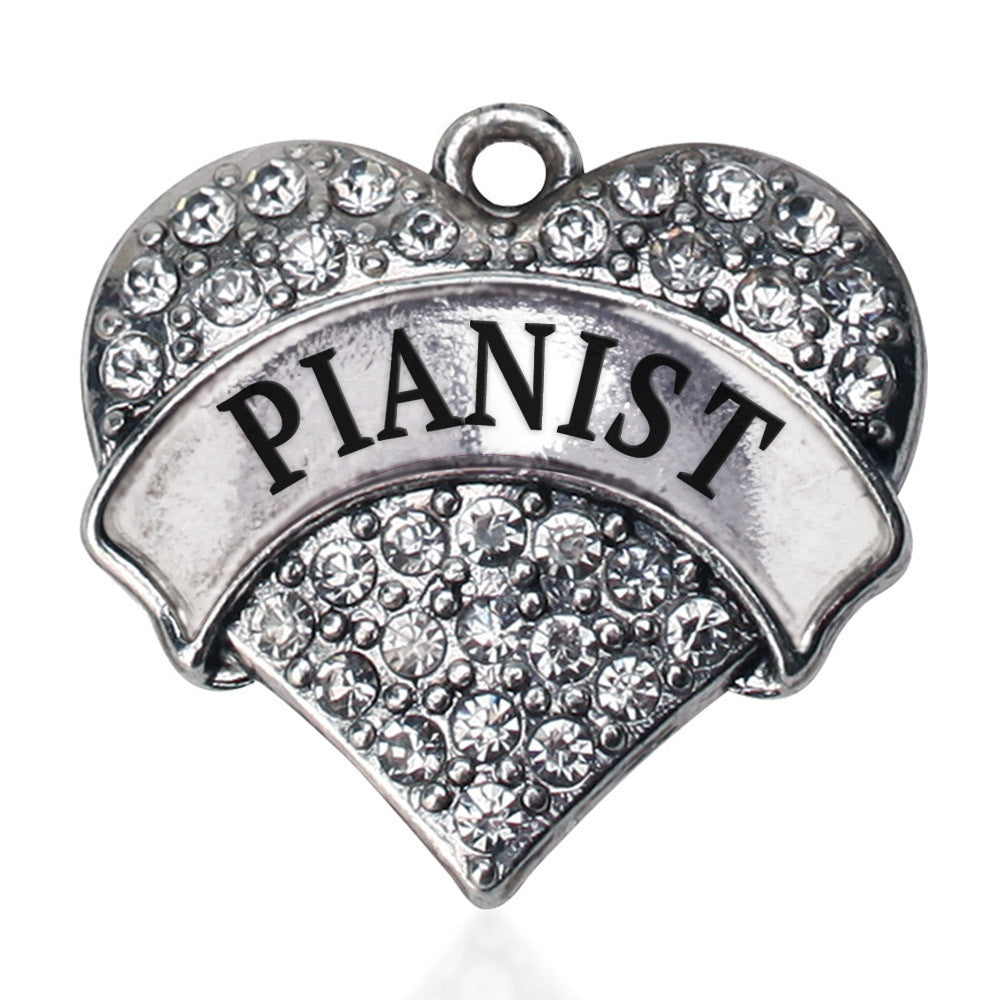 Pianist Pave Heart Charm