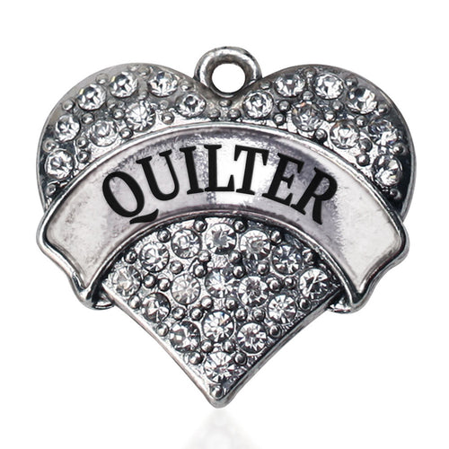 Quilter Pave Heart Charm