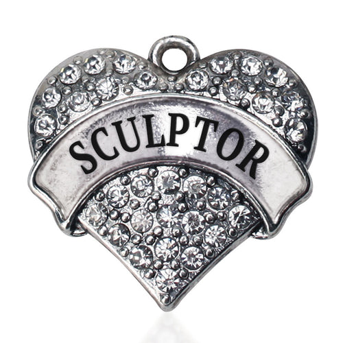 Sculptor Pave Heart Charm