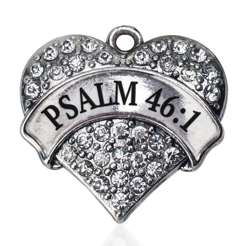 Psalm 46:1 Pave Heart Charm