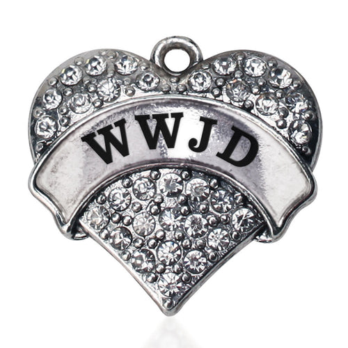 WWJD Pave Heart Charm