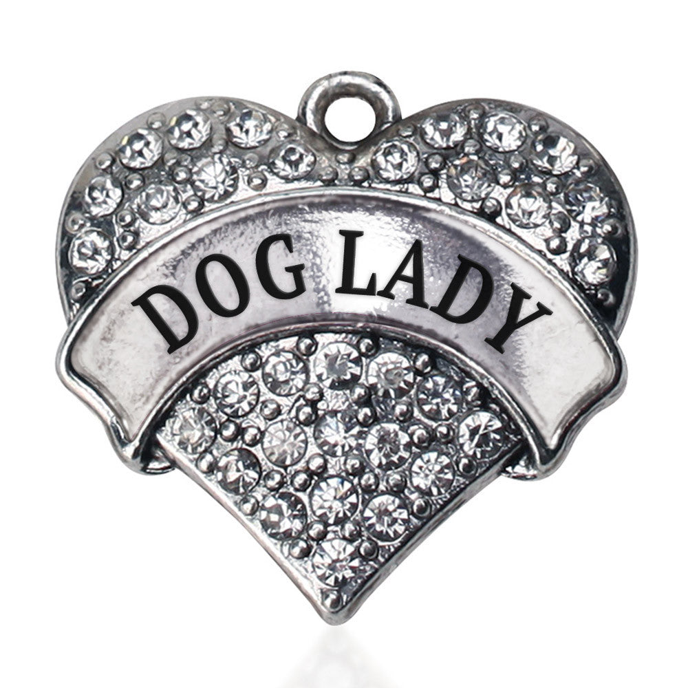 Dog Lady Pave Heart Charm